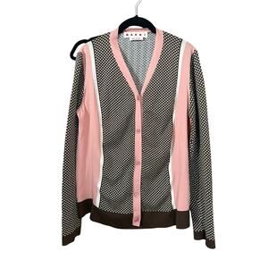 Marni button up cardigan women's 46 (US 10) long sleeve cotton blend brown pink